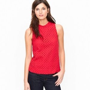J.Crew red ultra eyelet shell sleeveless top 2